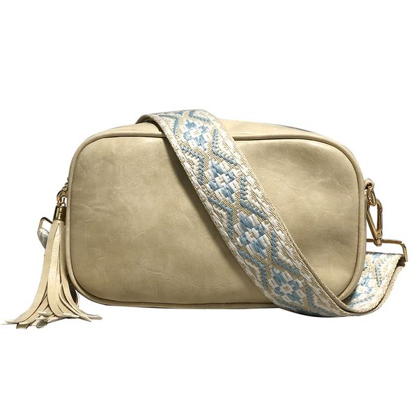 Small Crossbody Bag with Wide Strap, Thick Strap Camera Cross Body Bag Leather Shoulder Purse for Women
