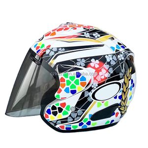 Half Open Face Motorcycle Helmet White Riding Motocross Racing Helmet Four Seasons Riding Safety 3/4 Helmet Unisex