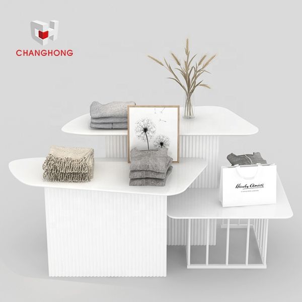 changhong cutomizeation high class luxury counter showcase table for garment store show clothing bag shoes