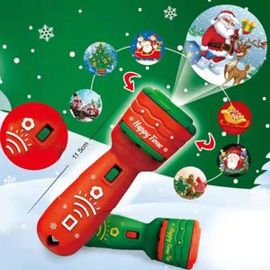 2024 Cartoon Santa Projector Flashlight Toys Kids For Early Education Santa Claus Pattern Flashlight Kids Christmas Gifts