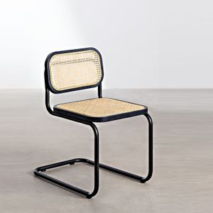 Silla High quality home furniture rattan chair back  metal custom wooden chair banquet black modern design dining chairs
