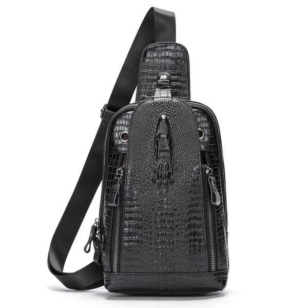 High Quality Luxury Crocodile Skin Cross Body Bag Custom Logo Genuine Leather Shoulder Strap Metal Zipper Vintage Customizable