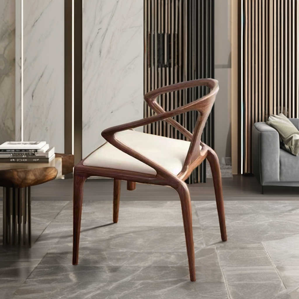 Ganzhou Monikou Technology Co., Ltd. Monico Genuine Leather Dining Chair Solid Oak Antique & Modern Leisure Style Side Chair for Villa/Apartment Dining