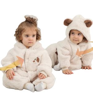 Baby Spring and Autumn New jumpsuit baby double-sided velvet outdoor three-dimensional hooded crawling suit