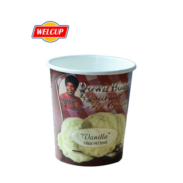 ODM Service Available Icecream Paper Cups 8oz For Ice Cream With Transparent Demo Lids