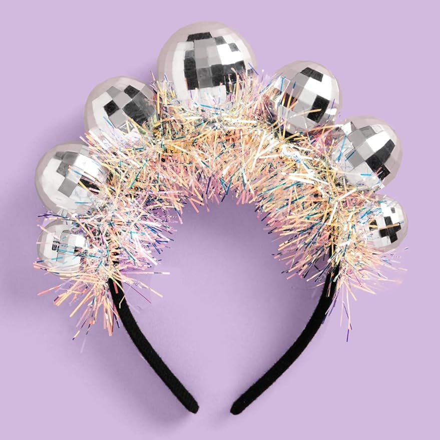 Jinhua Chaihe E-Commerce Co., Ltd. Disco Ball Headband Birthday Party + New Years Eve - Fits Adult + Child - Last Disco, Disco Bday Decor, NYE Hair Accessory