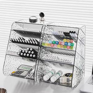 Super large capacity oblique insertion pen holder children girls student desk transparent partition desktop plastic storage box