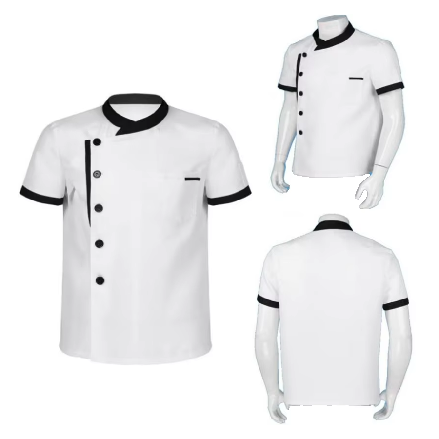 High Quality Unisex Comfortable Breathable Uniform Cook Restaurant Bar Long Sleeve Short Chef Apparel