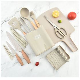 NEW portable kitchen accessories folding cutting board kitchen knives spatula ladle spoon rest food tong 12pcs cooking tool sets