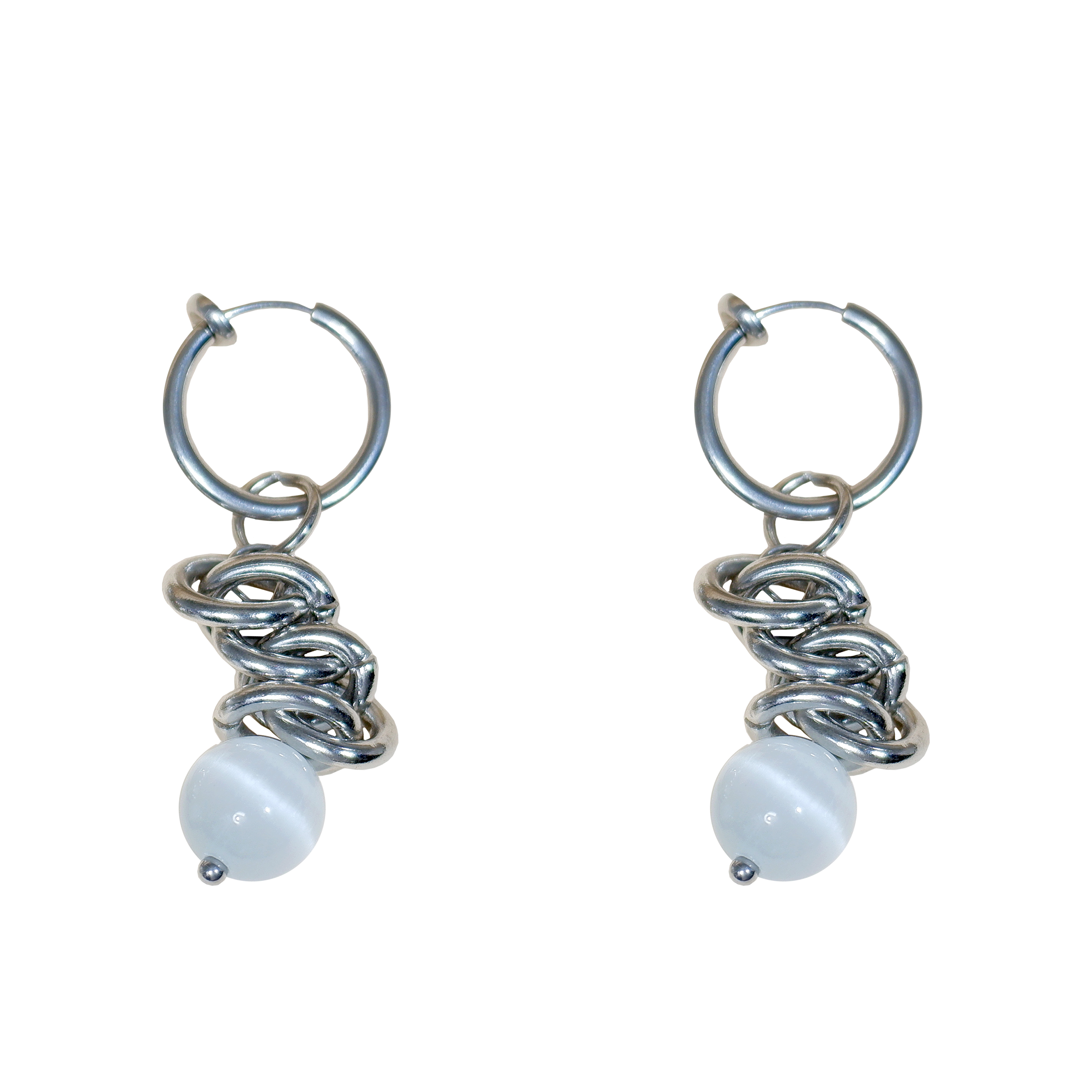 Yiwu Aoshan Jewelry Co., Ltd. Knotted cat's eye stone earrings stainless steel earless ins style punk personalised ear clip women's and men's accessories