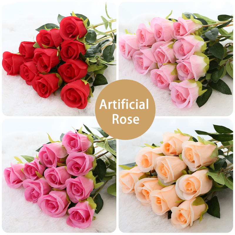 Yiwu Liefang E-Commerce Co., Ltd. 40cm Simulation Rose Wedding Party Dress Eternal Flower Solid Color Multi-color Bionic Rose