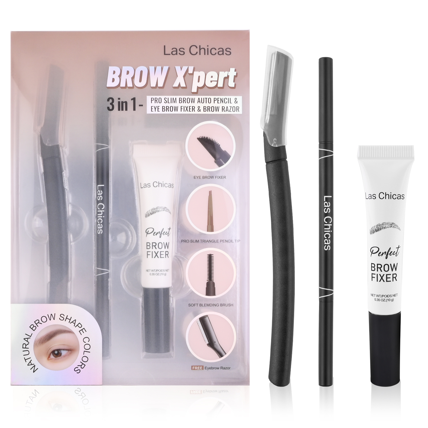 Las Chicas Professional Waterproof Brow kit Freeze Styling Fix Eyebrow Setting Gel for cosmetic