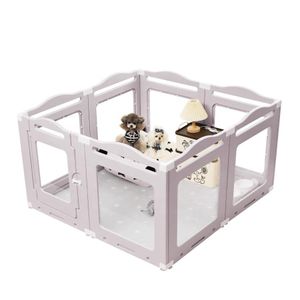 Clear Dog Crate Pet Pen Cage Puppy Enclosure Play pen Exercise Indoor Outdoor Kennel Whelp ing Box Plastic Gate With Door Panel