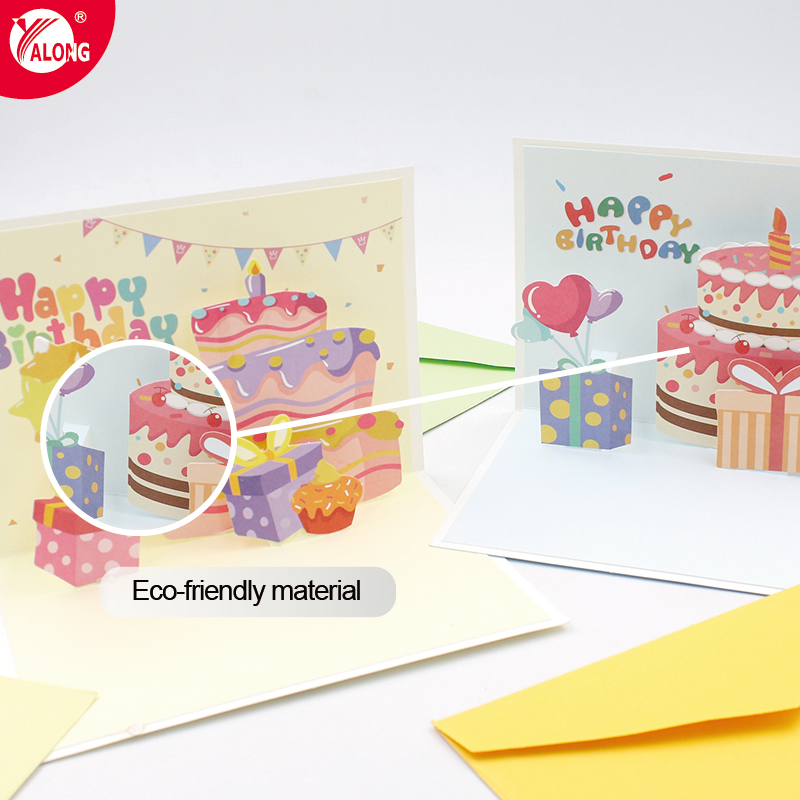 Zhejiang Yalong Sticker Printing Co., Ltd. Yalong Three-dimensional birthday cake card cute cartoon creative birthday gift greeting card handmade DIY Custom Card