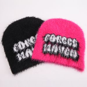 Wholesale Custom Your Own Logo Jacquard Knitted Hats Beanie Manufacturer Custom Mohair Beanie