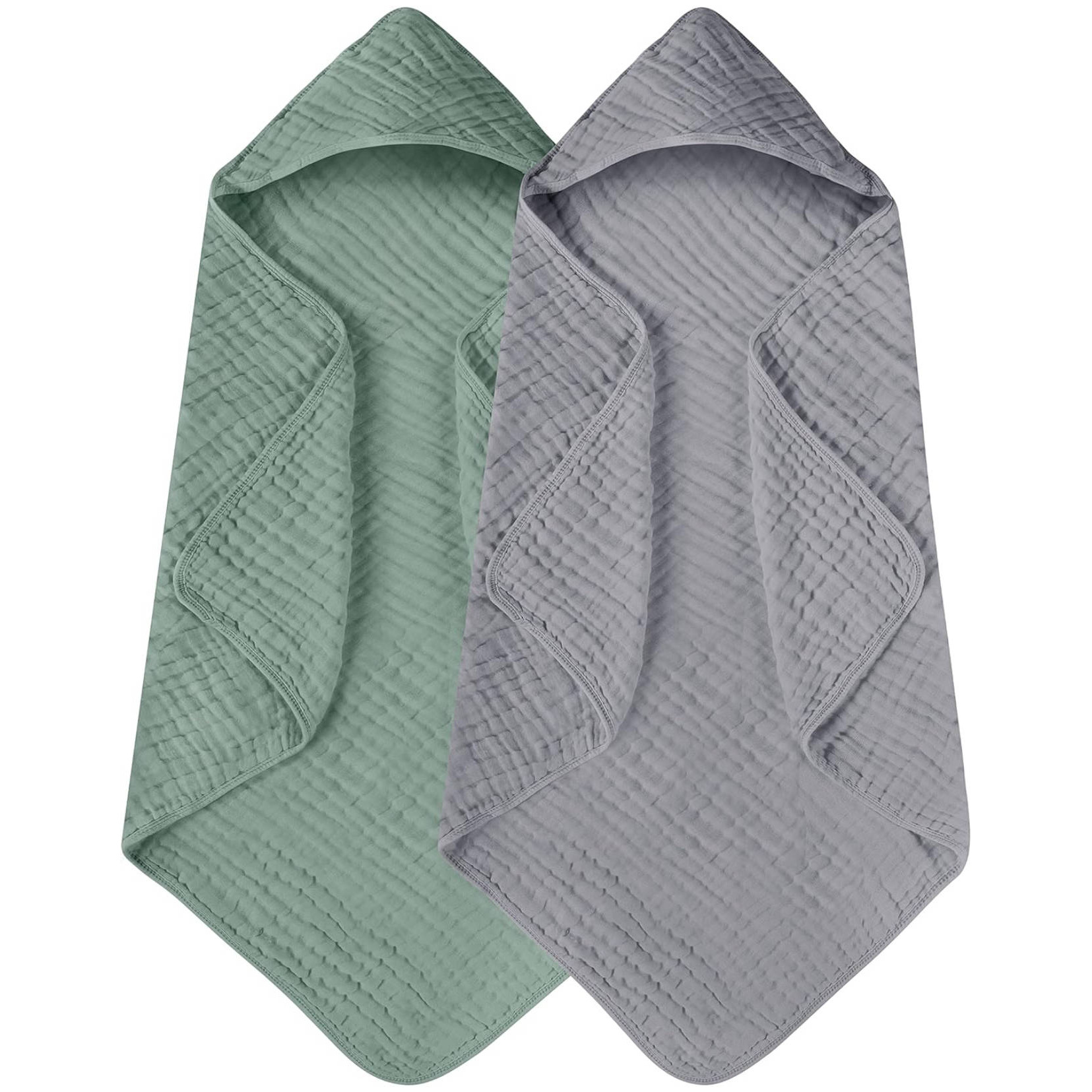 Guizhou Nine Fun Technology Co., Ltd. 100% Muslin Cotton Soft 6-Layer Hooded Bath Towel in Bubble Chiffon and Gauze for Newborn Children