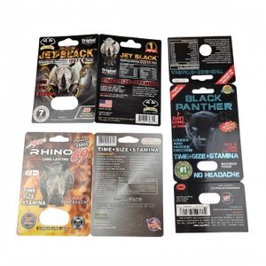 Wholesale Hard Steel JET Black Panther Rhino 69 3D Lenticular Card With Plastic Bottles For Male Enhancement Pills Packaging