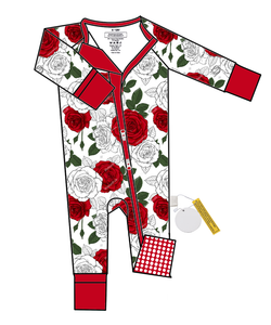 Hot sell rose flower print baby clothes baby rompers bamboo Children's Sleepwears double zipper