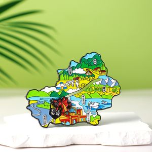 Wholesale Die Cutting Shapesmetal Magnet Refrigerator Manufacturer Metal Soft Enamel Xinjiang Fridge Magnet