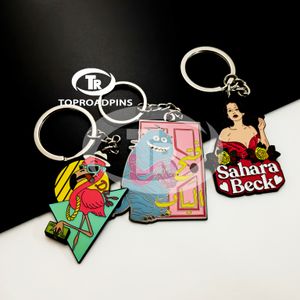 Factory Custom High End Hot Selling Simple Portable Dark Blue Metal Tarot Card Keychains