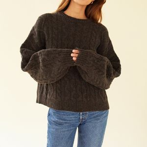 Custom 5 gauge 100% RWS certified puff sleeve merino wool jumper long sleeve knitted top pullover women's sweater manufacturers