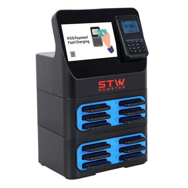 12 Slots 10.1 inch screen Stackable Share Power Bank portable charger rent Rental Station Mobile Phone Sharing Powerbank