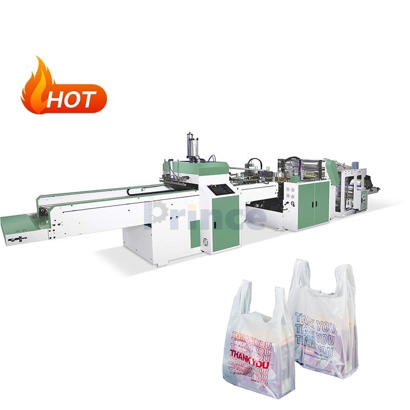 High Speed Biodegradable Bag Making Machine Shopping Garbage Recycle Vest T-shirt Plastic Bag Cutting And Forming Machine