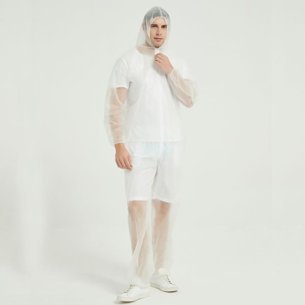 Wholesale price hooded but not feet attached pe pp protective clothing disposable coveralls one piece  with zipper