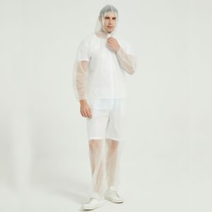 Wholesale price hooded but not feet attached pe pp protective clothing disposable coveralls one piece  with zipper
