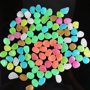 100 pcs colored luminous Garden Pebbles Glow Stones for Garden walkway Engineered stone Decorative