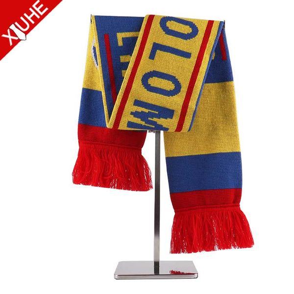 Navy Blue Scarves Tassels Custom LOGO Shawls Mens Customized Acrylic Football Scarf Adult Winter 7 Days Custom OEM ODM 1 Pcs/op