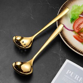 popular Large Soup Spoon   Ladle Deep Spoons thickened 304 18/10 big round head Serving spoon