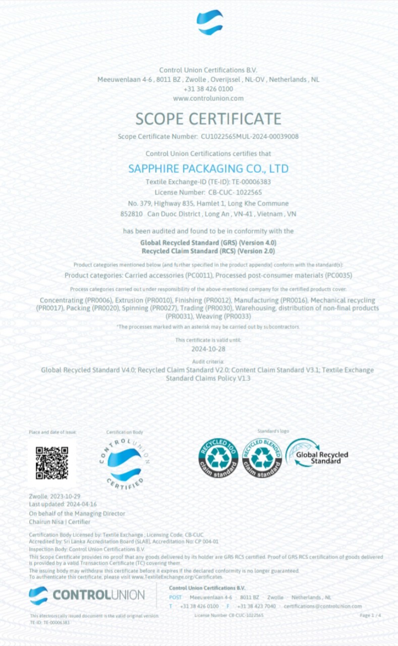 SAPPHIRE PACKAGING CO., LTD PP Non-Woven Shopping Bags