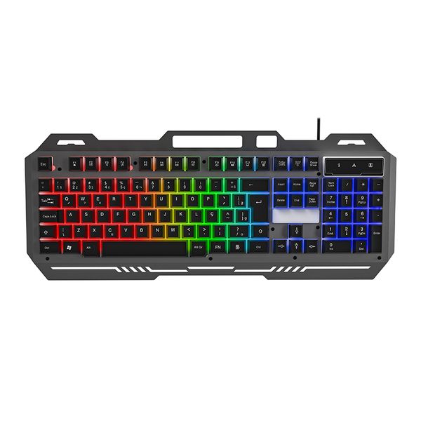 OEM Logo Printing USB LED Backlit Gamer Keyboards USB Wired Keyboard Computer Game Keyboard with phone hole For PC Laptop