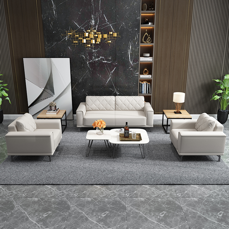 Modern 3+2+1 Seater Couch Customized Leather Luxury Living Room Sofas Set New Style Office Sofa with Coffee Table