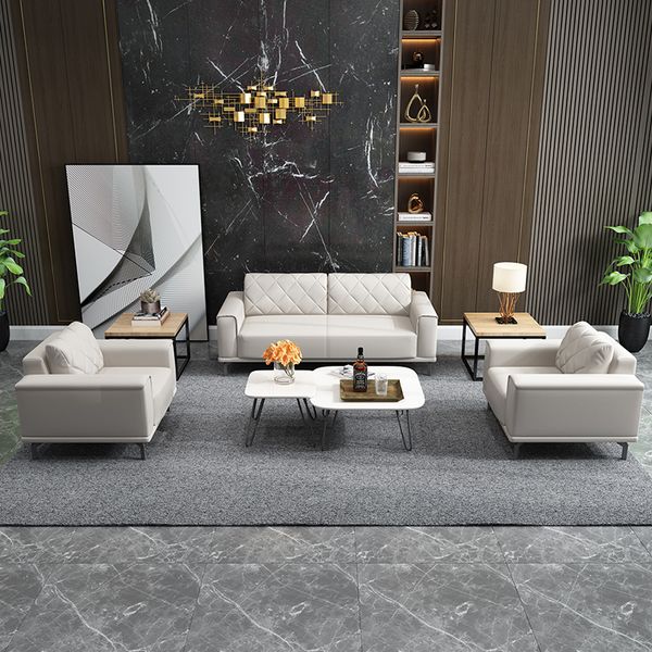 Modern 3+2+1 Seater Couch Customized Leather Luxury Living Room Sofas Set New Style Office Sofa with Coffee Table