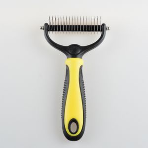 Supplier Pet Grooming Wide Brush Double Sided Shedding Dematting Undercoat Rake Dog Hair Comb
