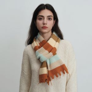 Landfond Women Stylish Colored Striped Versatile Short Neck Scarf Women Winter Women'S Scarves