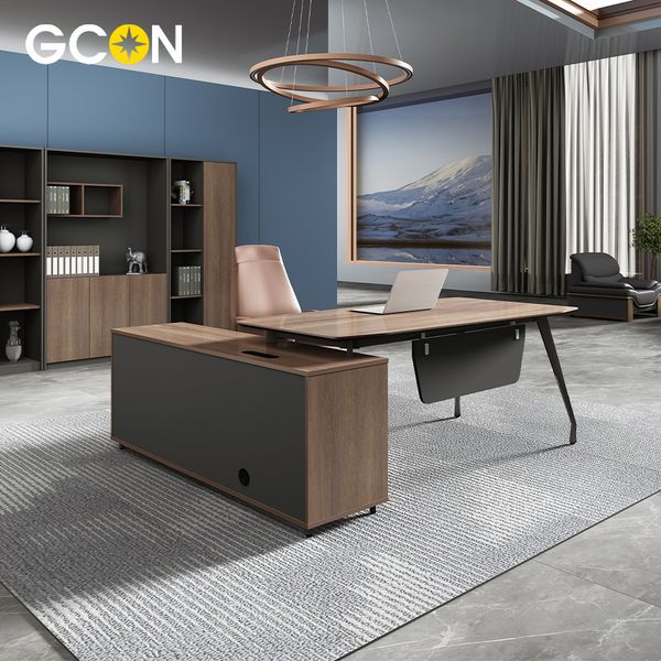 Metal Leg Office Table Executive Desk with Chair CEO Office Furniture Set