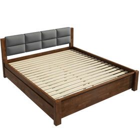Bedroom wood platform bed with bedboard frame solid wood fundation