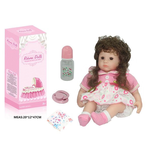 Hot new product children's toy baby doll 45CM soft rubber cotton height simulation rebirth doll
