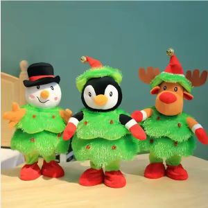 New plush Elk Christmas Tree Snowman Doll the stuffed Dance recording electric music plush Christmas Decorative Gifts