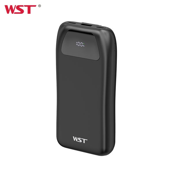 WST High Quality LED Digital Display Power Banks Fast Charging Built in Cable Mobile Phone 20000mah Power Bank