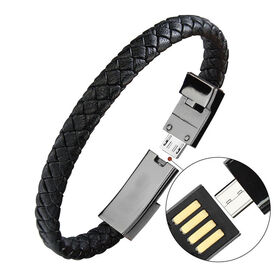 Portable Leather Mini Micro USB bracelet Cable 20cm 22cm fast charger for iphone android universal charger cablePopular