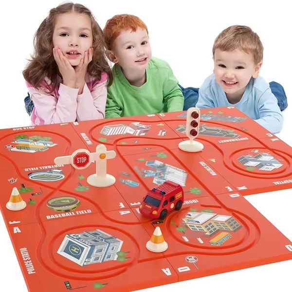 Magnetic Jigsaw DIY Assemble Electric Rail Vehicle Puzzle Slot Toys Set Baby Educational Board Game Toy