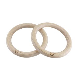 Zhensheng Exercise Equipment Fitness Home Gym Double Circle Wood Gymnastic Rings 23.5cm 9.3inches for Bodyweight Training