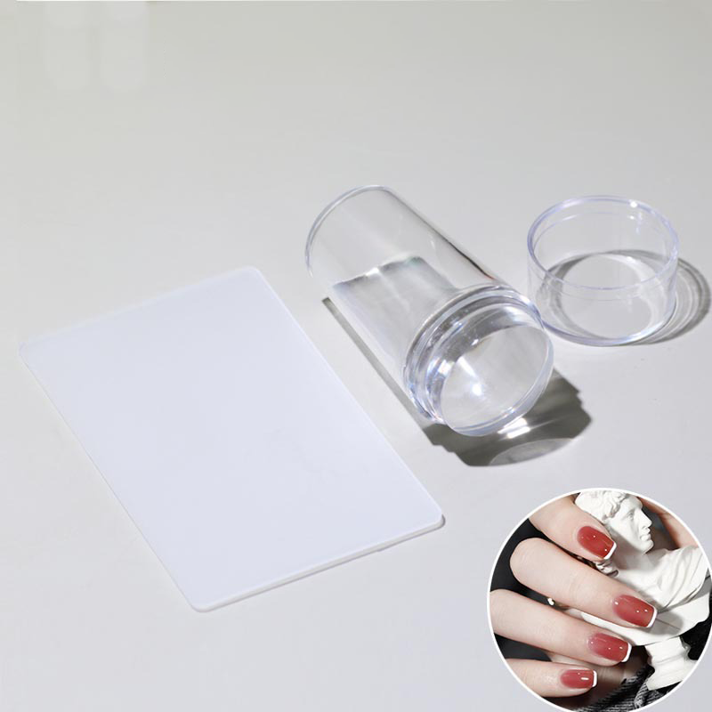 Nail Art Stamper Double Sided Clear Silicone Nail Stamper for Manicure DIY French Tip Nail
