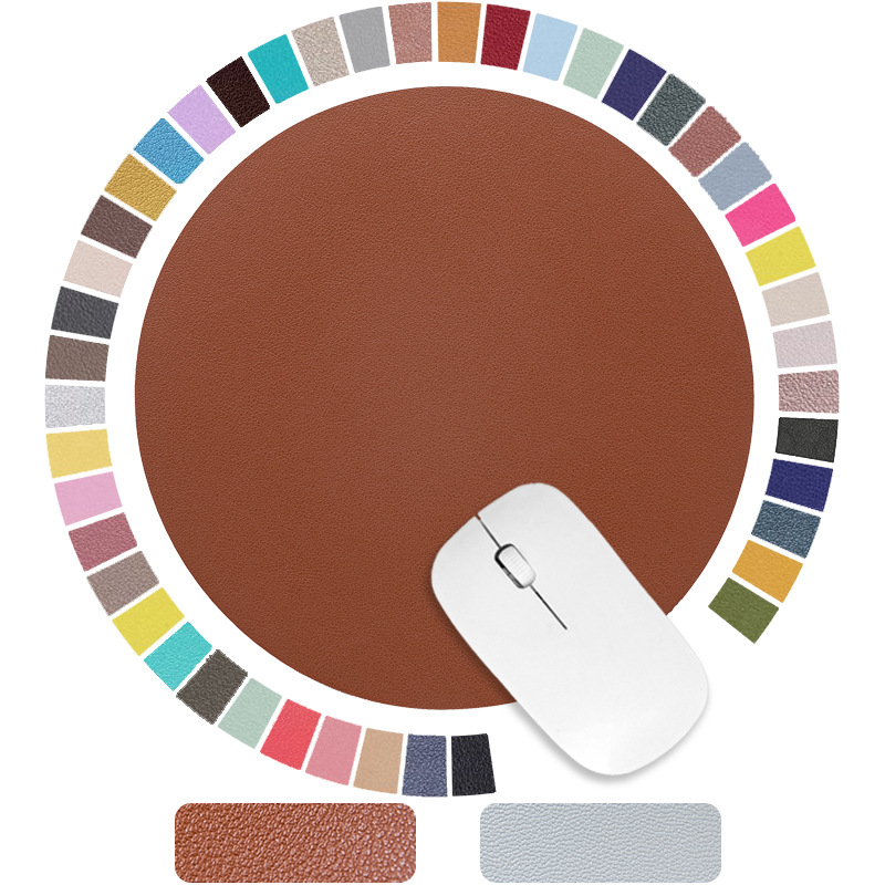 Guangzhou Xinshang Leather Technology Co., Ltd. Promotional Minimalist Round Solid Color Leather Mouse Mat For office