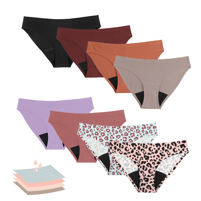 wholesale bamboo reusable 4 layers heavy flow leakproof menstrual grace leak proof period cotton underwear panties for women