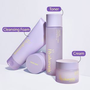 Private Label V7 Hyaluronic Acid Face Wash Hydrating Moisturizer Face Cream and Toner Korean Beauty Skin Care Set for Women